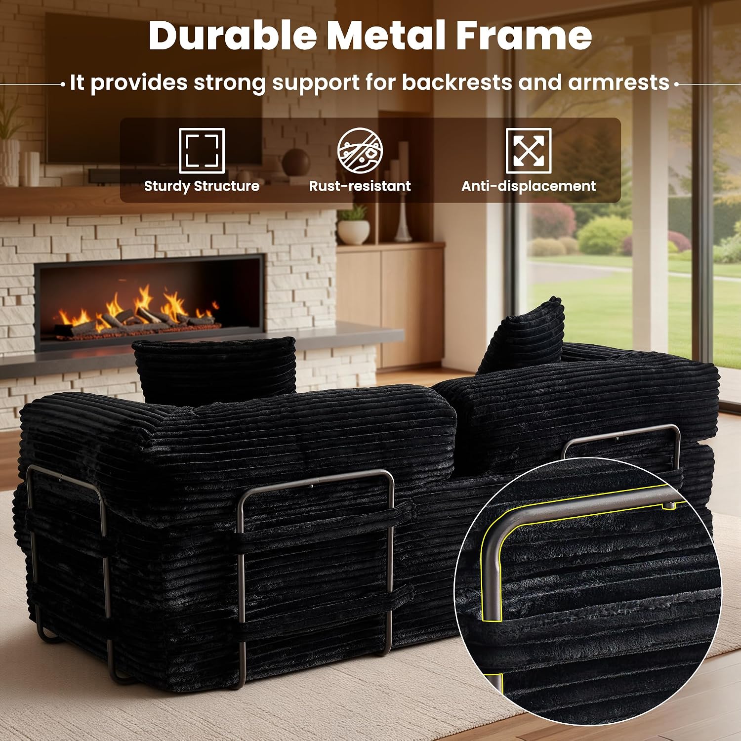 ovios 81' Folding Sofa Bed, Foldable Sleeper Boneless Couch with Pull Out Beds, Modular Convertible Floor Futon Loveseat Lounger for Living Room (Faux Fur, Black)