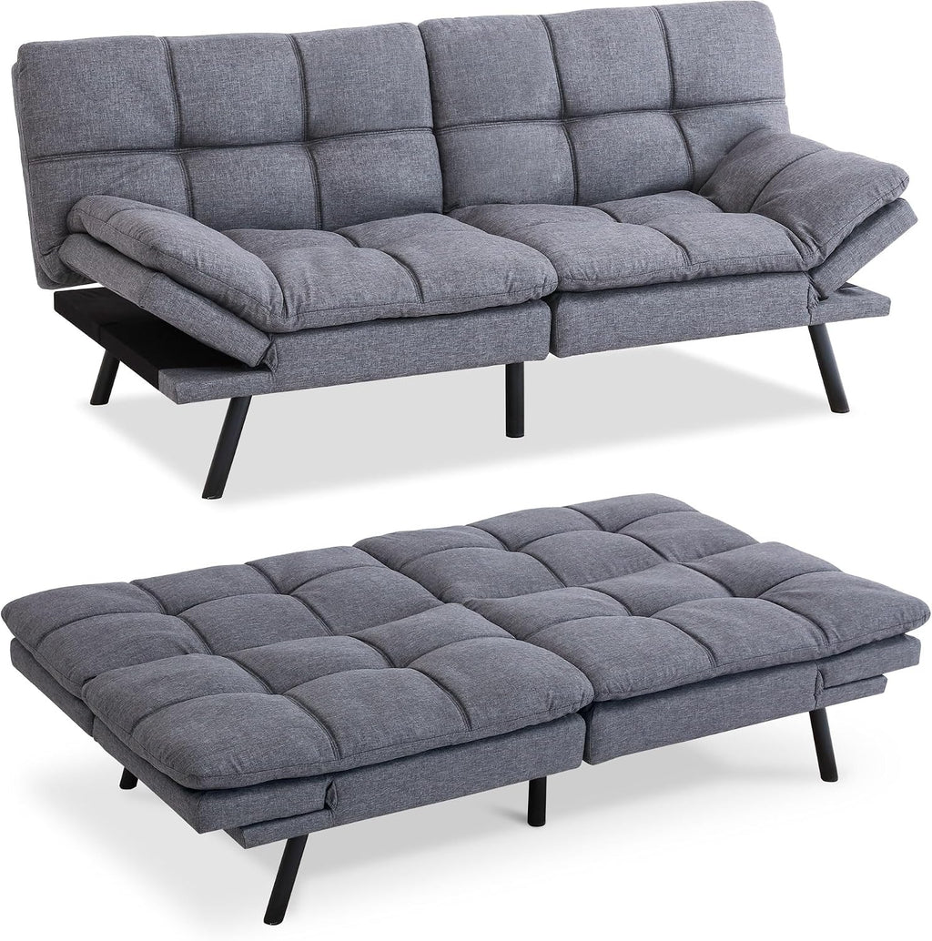 Hcore Futon Sofa Bed, Memory Foam, Sofa Bed, 71' L x 31' W x 16' H, Dark Grey