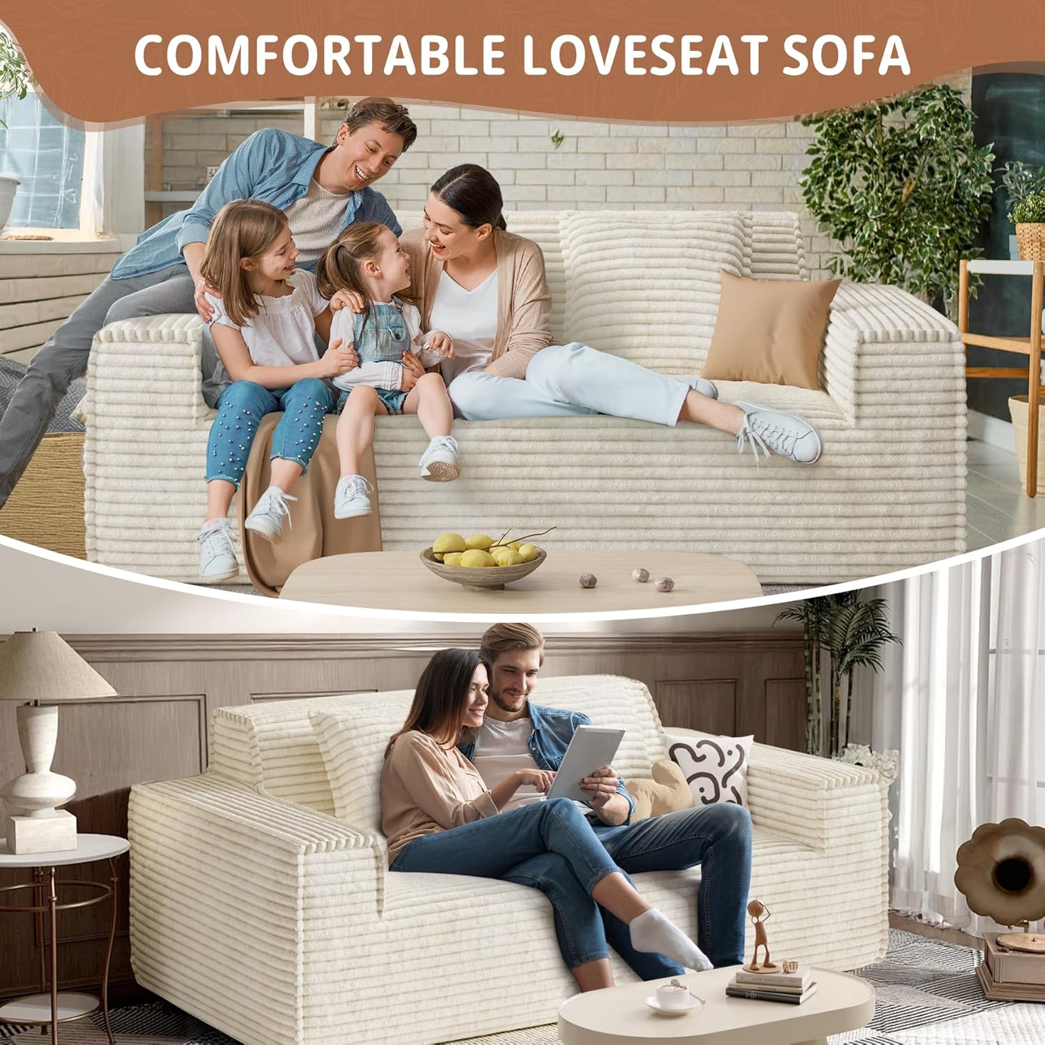 Luxanimarion 75'' Modern Loveseat Sofa, No Assembly Required Comfy Deep Seat Couches 1 pcs for Living Room, Bedroom, Apartment