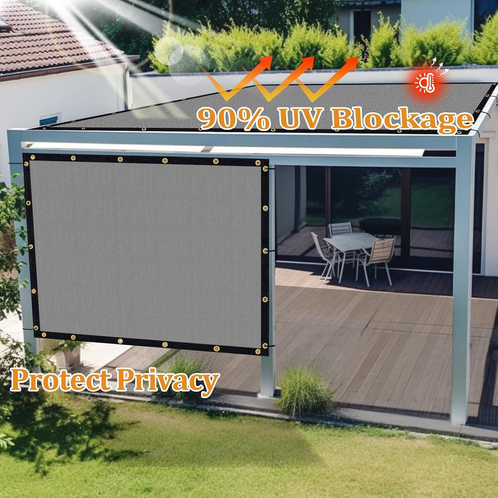 Shade&Beyond Customized Size 14' X 20' Shade Cloth with Grommets, 90% UV Protection UV Protection Mesh Tarp Sun Screens for Patio GN01, Light Gray