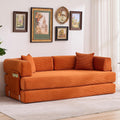Garvee 5-in-1 Convertible Sofa Bed, 78.8' Modular Corduroy Sleeper with Sturdy Frame & No Assembly, Multi-Functional Futon for Small Space, Living Room & Guest Room (Green) (Orange)