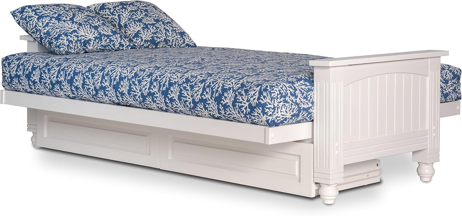 Nirvana Futons Cottage White Futon Frame with Storage Drawers - Queen Size