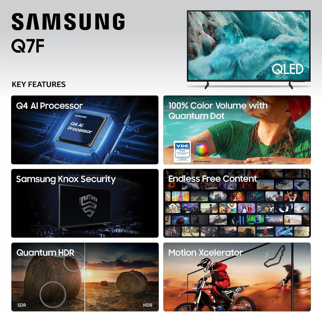Samsung 43-Inch Class QLED Q7F Series Samsung Vision AI Smart TV (2025 Model, 43Q7F) Quantum HDR, Object Tracking Sound Lite, Q4 AI Gen1 Processor, 4K upscaling, Gaming Hub, Alexa Built-in