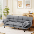 MUUEGM Futon Sofa Bed, 71' Convertible Memory Foam Sofa Couch with Adjustable Backrest & Armrests, Modern Upholstered Sleeper Couch for Small Spaces, Living Room & Apartment, Linen Fabric, Lihgt Gray
