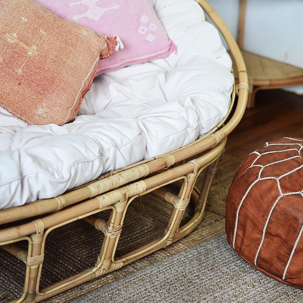 Large Double Papasan Chair Cushion, Outdoor Waterproof Hanging/Egg/Swing/Hammock Chair Cushions Thicken Comfortable Soft Garden Chair Pad Indoor Room Decoration,Waterproof White,67 * 47 in