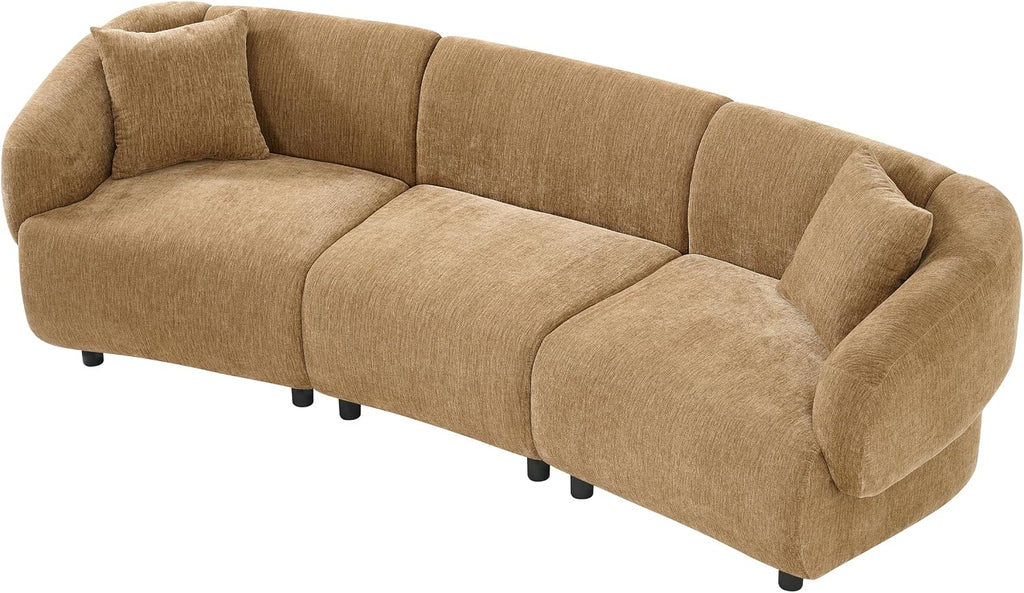 Christopher Knight Home Obito Boucle Upholstered 3-Seater Sofa, Modern Home Sofa Living Room, Wooden Large Upholstered Sofa Couch for Apartment/Home Office, Light Brown/Mocha
