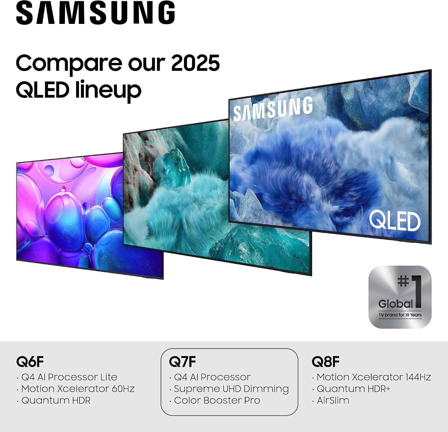 Samsung 43-Inch Class QLED Q7F Series Samsung Vision AI Smart TV (2025 Model, 43Q7F) Quantum HDR, Object Tracking Sound Lite, Q4 AI Gen1 Processor, 4K upscaling, Gaming Hub, Alexa Built-in