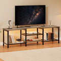 GAOMON TV Stand for TVs Up to 75 Inch, Entertainment Center with Power Outlet and LED Lights Open Storage Shelves, Media Console for Living Room, Bedroom, Grey