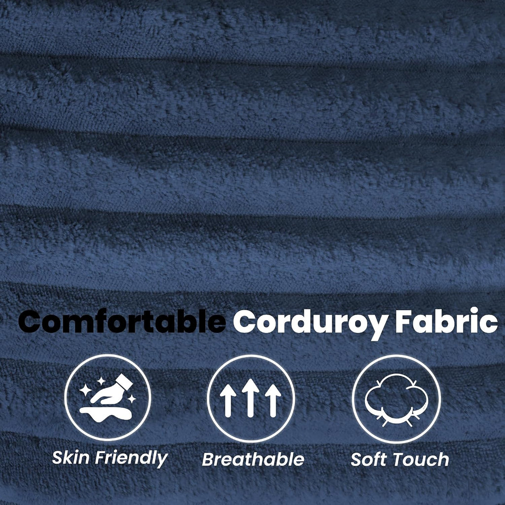 8' Futon Mattress Full Size 54' x 80', Futon Sofa Couch Bed with Twisted Rope Design Edging, Extra Thick Corded Floor Futon Mattress Sleeping Mat for Adults, Camping, Dorm, Blue(Frame Not Included)