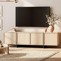 WAMPAT Modern TV Stand for 32-75 inch TVs, Wood Entertainment Center with Storage Cabinets, Media TV Console Table for Living Room, Oak Light Oak