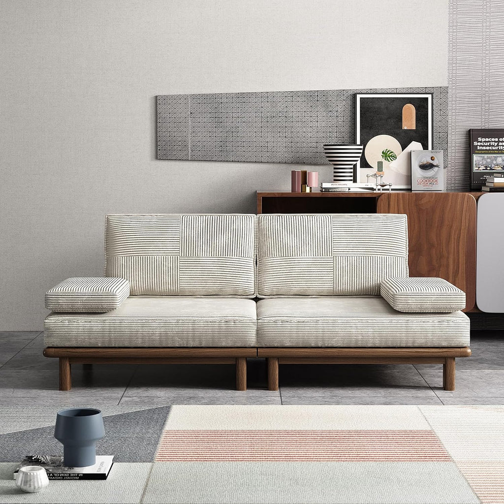 Lartis 78.7' Sofa Bed, Sleeper Pull Out Couch, Modern Couch Convertible Modern Futon for Living Room/Apartment/Bedroom, Modular Design Sofa,Full Solid Wood Frame