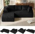 2026 New Boneless Couch, No Assembly Cloud Couch Sectional with Deep Seat & Chaise for Small Spaces, Upholstered Boneless Sectional Couch for Living Room, L Shaped Couch with Left Facing Chaise, Black