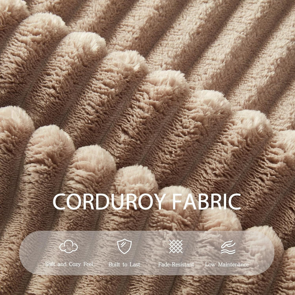 78.7' Futon Sofa Bed, 2-in-1 Foldable Sleeper Sofa, Convertible Sofa Bed with Pillows, Corduroy Couch with Multi Functional Blanket Upholstered Boneless Couches for Living Room, Brown