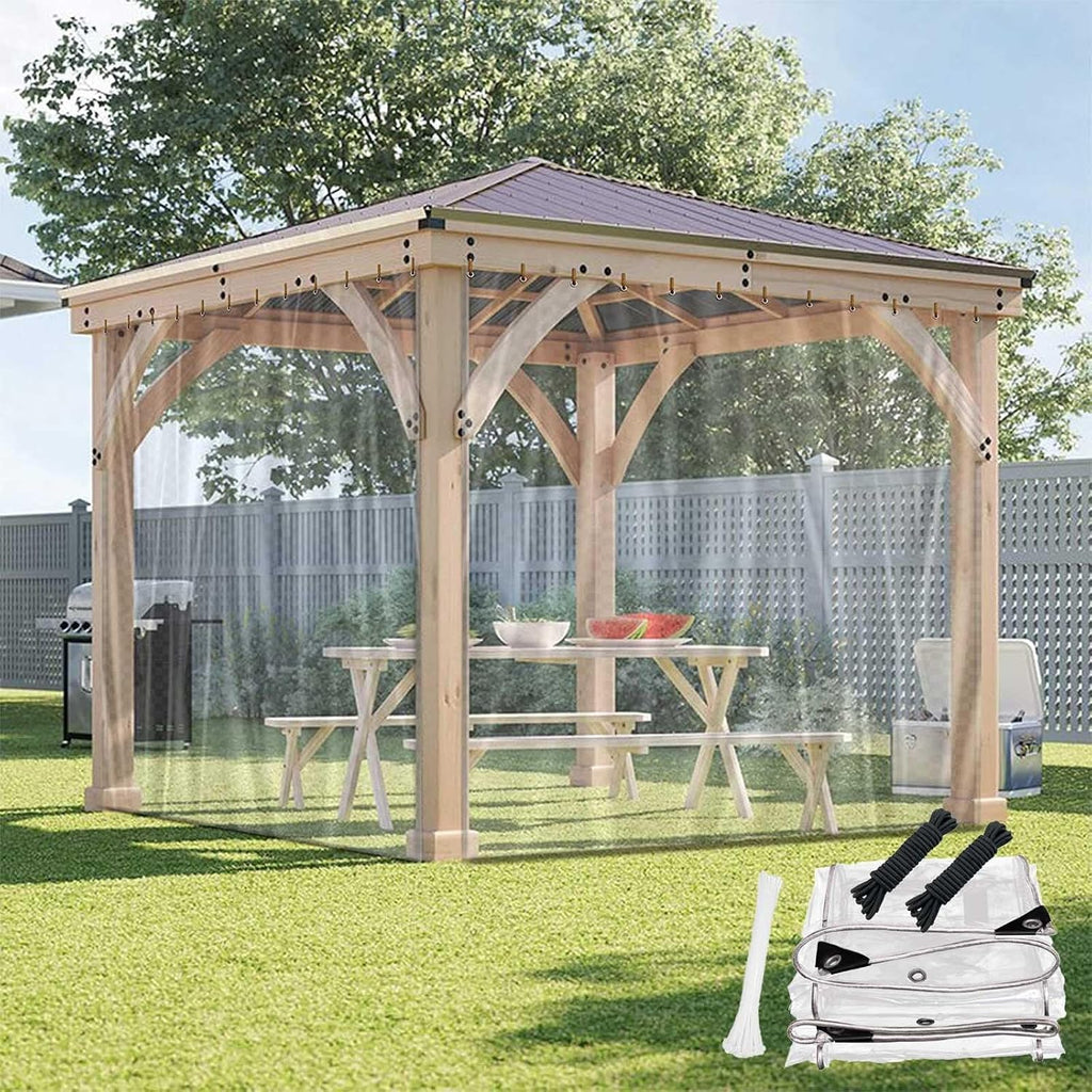 Heavy Duty PVC Vinyl Clear Tarps All Weather 100% Waterproof Transparent Tarpaulin Shield with Grommets Ropes Anti-UV for Greenhouse, Patio Garden Porch Pavilion Outdoor(12x18')