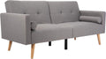 Safavieh Home Murray Retro Grey Foldable Convertible Tufted 71.7' Sofa Bed with Pillow Futon