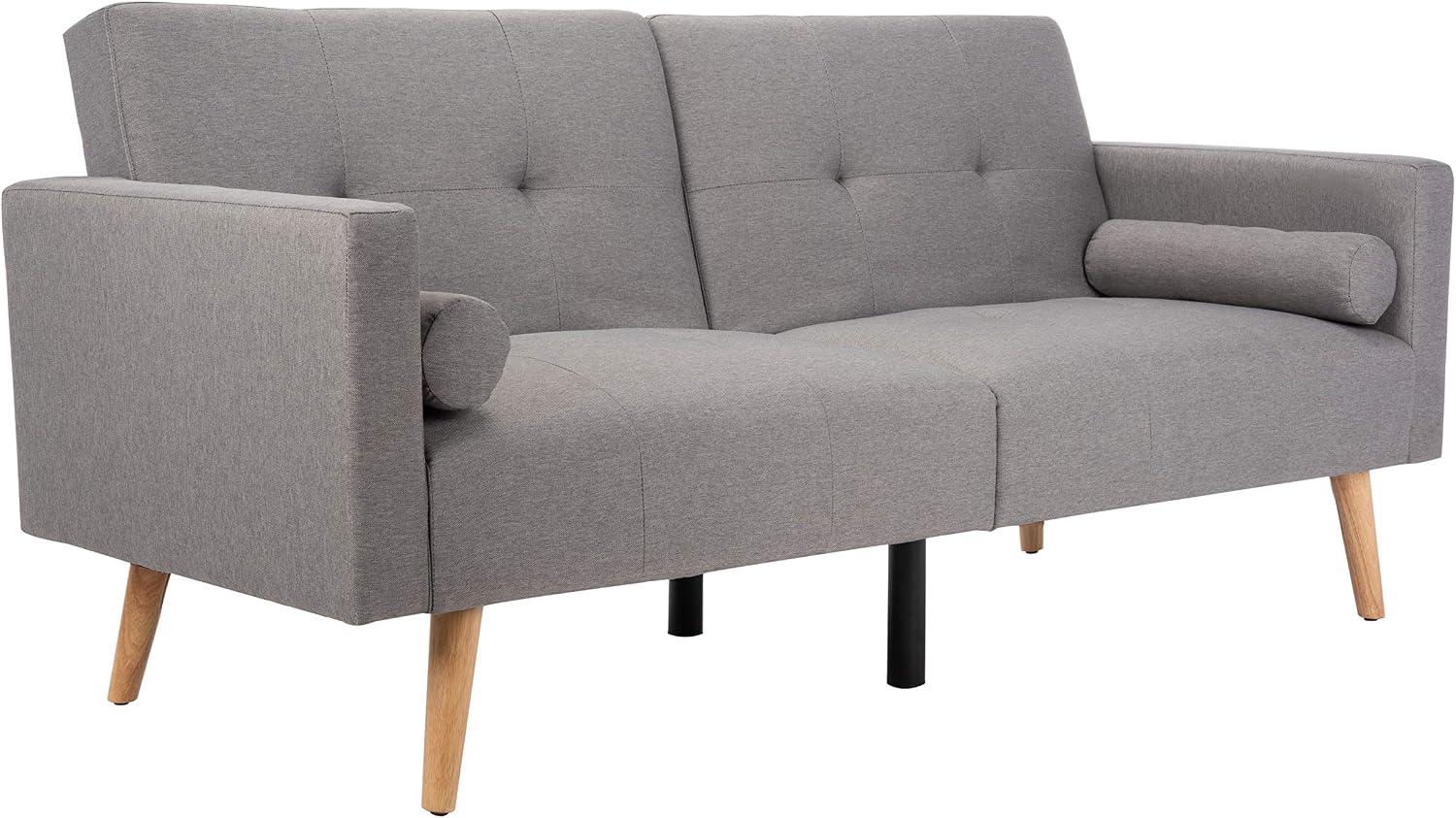 Safavieh Home Murray Retro Grey Foldable Convertible Tufted 71.7' Sofa Bed with Pillow Futon