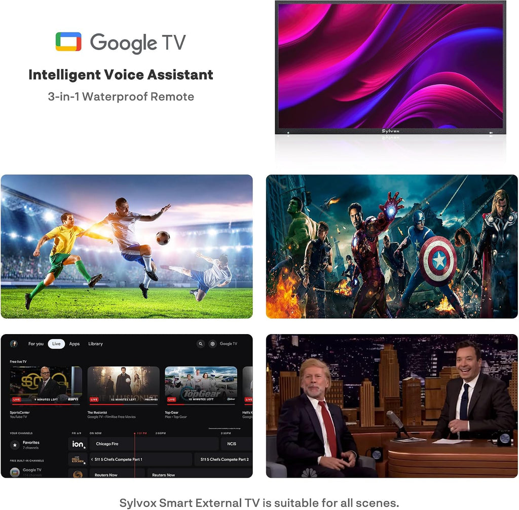 SYLVOX New 75' Outdoor Smart TV, Superior Waterproof Performance, Upgraded Matte Finish for Enhanced Anti-Glare Effect, Full Metal, with Dolby Atmos, 1000nits, Partial Sun Deck Pro 3.0+ Series