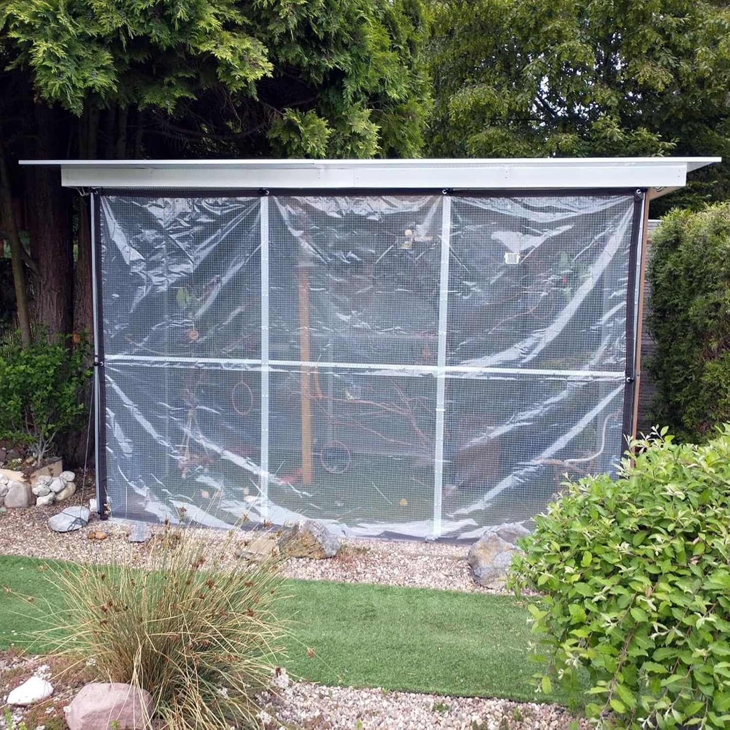 Transparent Tarpaulin with Eyelet, Clear Waterproof Side Panels with Grommets, Outdoor Transparent Tarpaulin Curtain for Patio, Pergola, Porch, Gazebos, Plant Size : 15x25ft(4.6x7.7m)