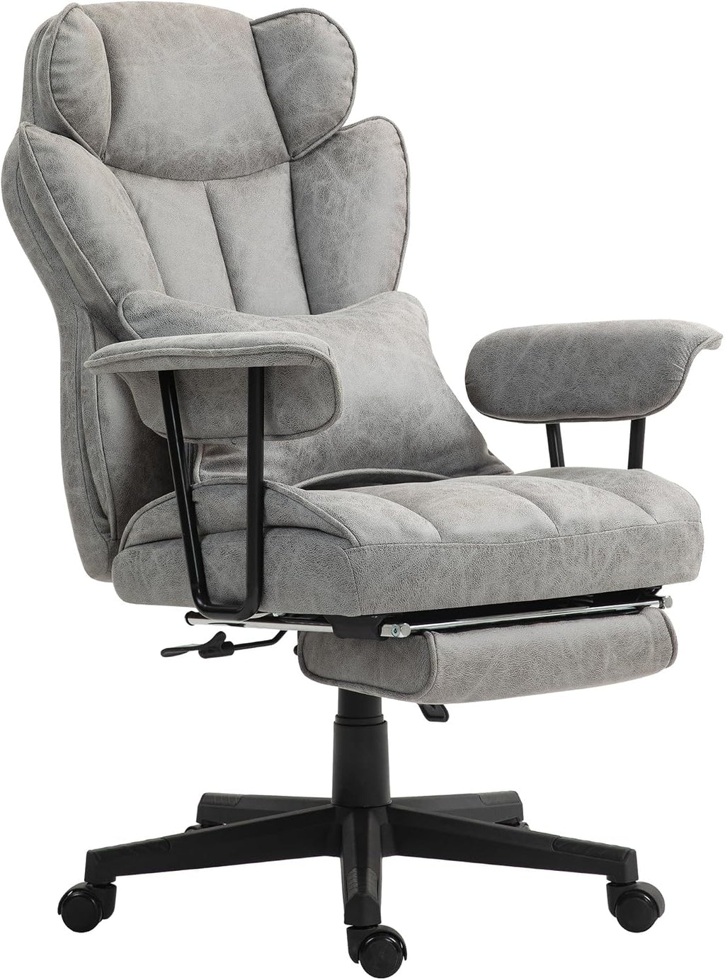 Ergonomic Office Chair with Footrest, 400LBS Big and Tall Computer Desk Chair, Reclining Swivel Rolling Wheels Comfy Gaming Chair for Adults, Home Office Furniture, Bedroom,Gray