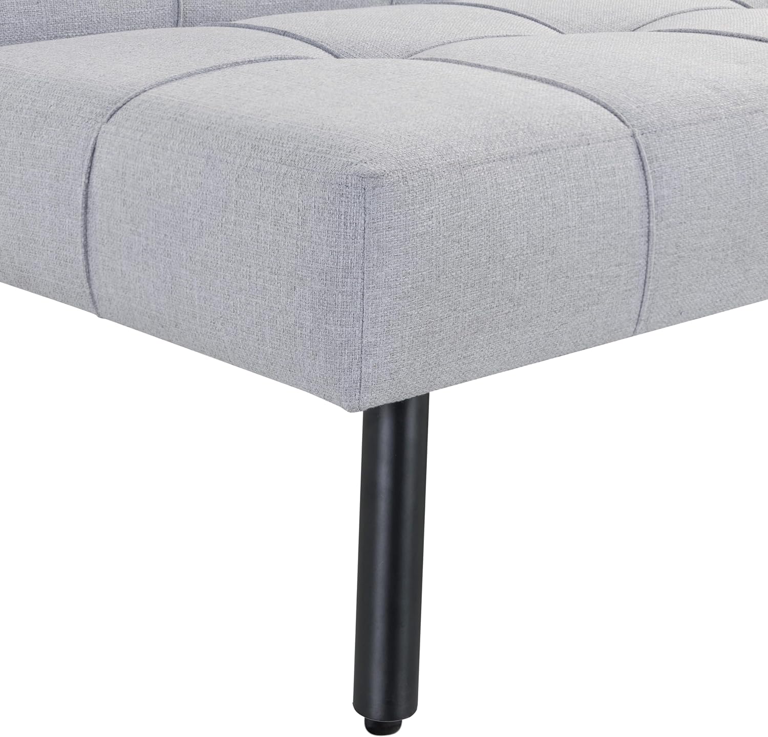 Serta Larken 65' Convertible Futon Sofa, Short Twin Size, Modern, Center Console w/Cup Holders, Dream Coil Comfort, Fingerguard Pinch Point Protection, Soft Woven Polyester Fabric, Light Gray