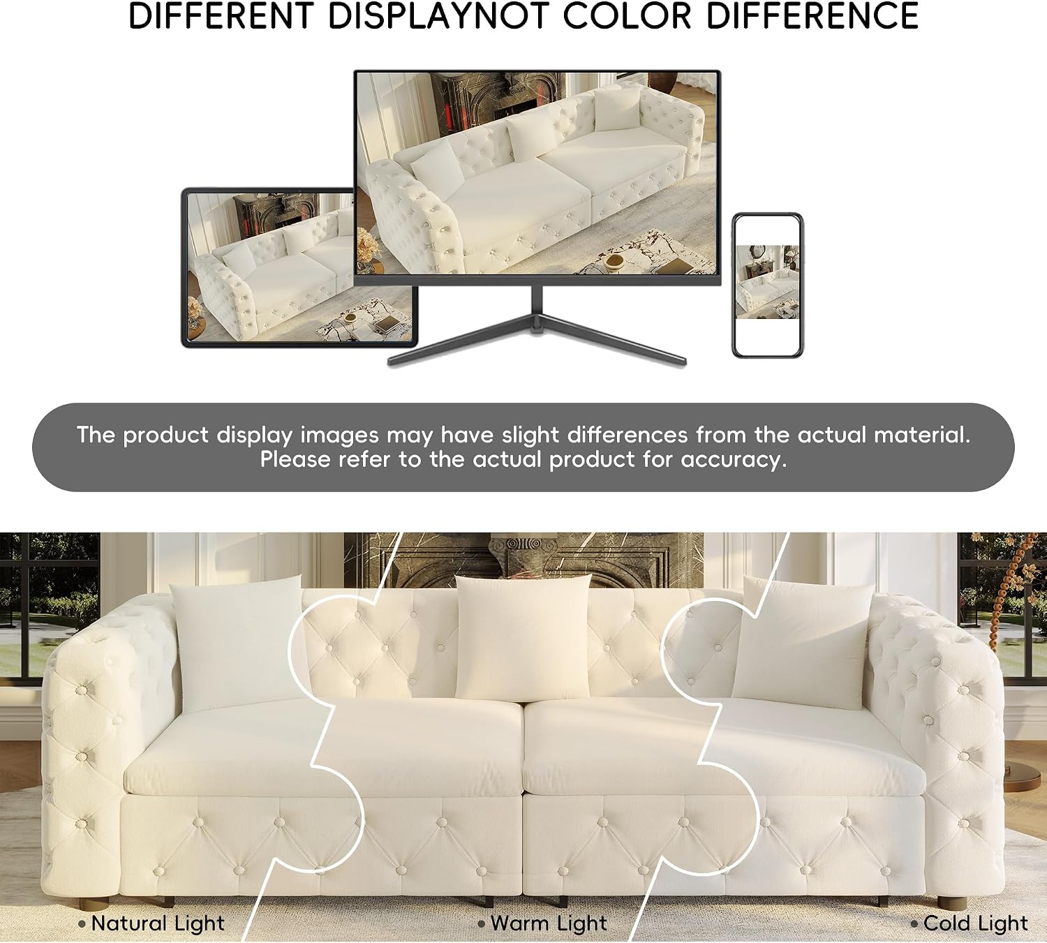 89' Pull Out Sofa Bed King Size, Velvet Chesterfield Sleeper Sofa Couch, 3 in 1 Convertible Recliner, Modern Tufted Deep Seat Couches for Living Room, Small Space, Apartment, Cream Beige