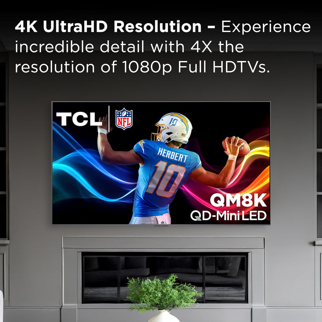 TCL 98 Inch Class QM8K Series | Mini LED QLED 4K HDR | 98QM8K, 2025 Model | 120HZ-144HZ Anti Reflective Wide Angle Screen Smart Google TV Dolby Atmos | Voice Remote Alexa Gaming Streaming Television