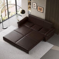 93.7' King Pull Out Sofa Bed, Faux Leather Sleeper Sofa Couch, 3 in 1 Convertible Futon Couches for Living Room, Small Space, Apartment, Office, Bedroom, Modern Rivet Armrest, Dark Brown