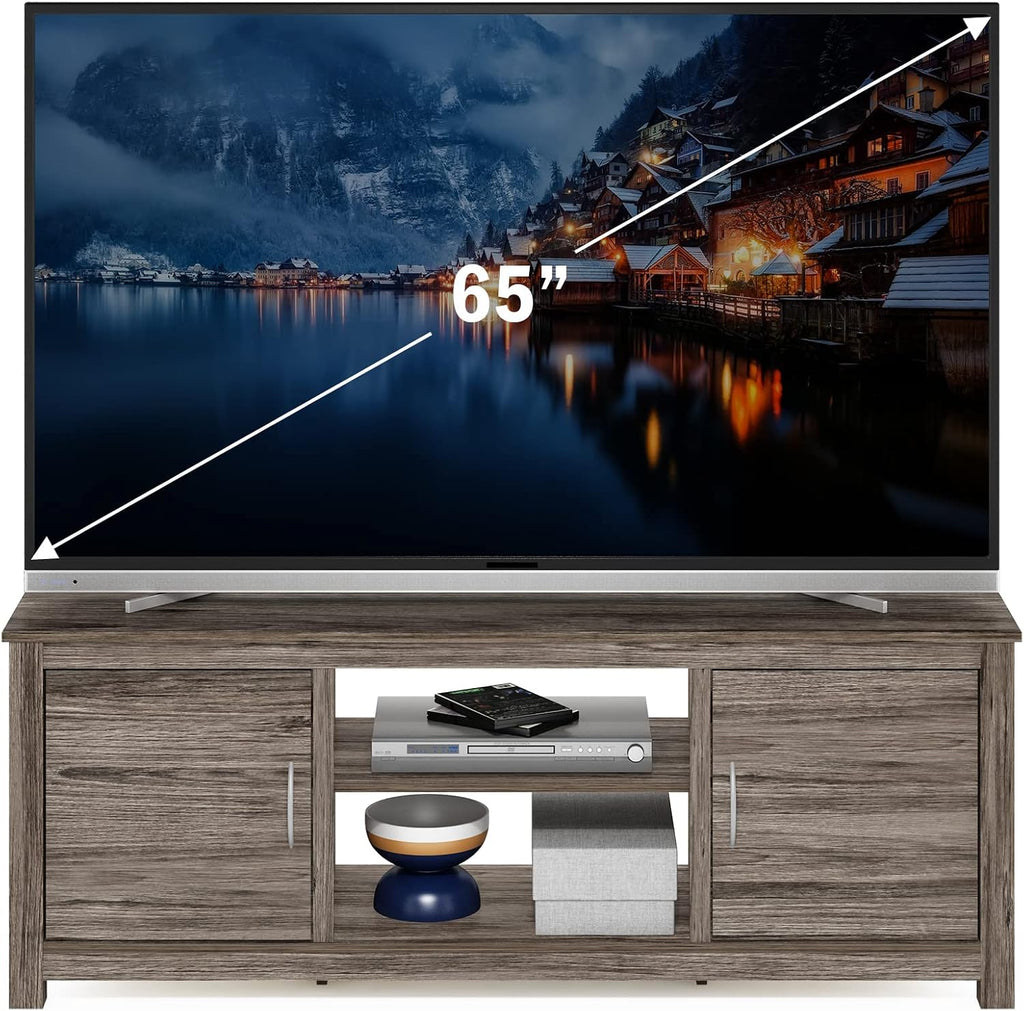 Furinno Classic Stand with Storage for TV up to 65 Inch, Rustic Oak, Large