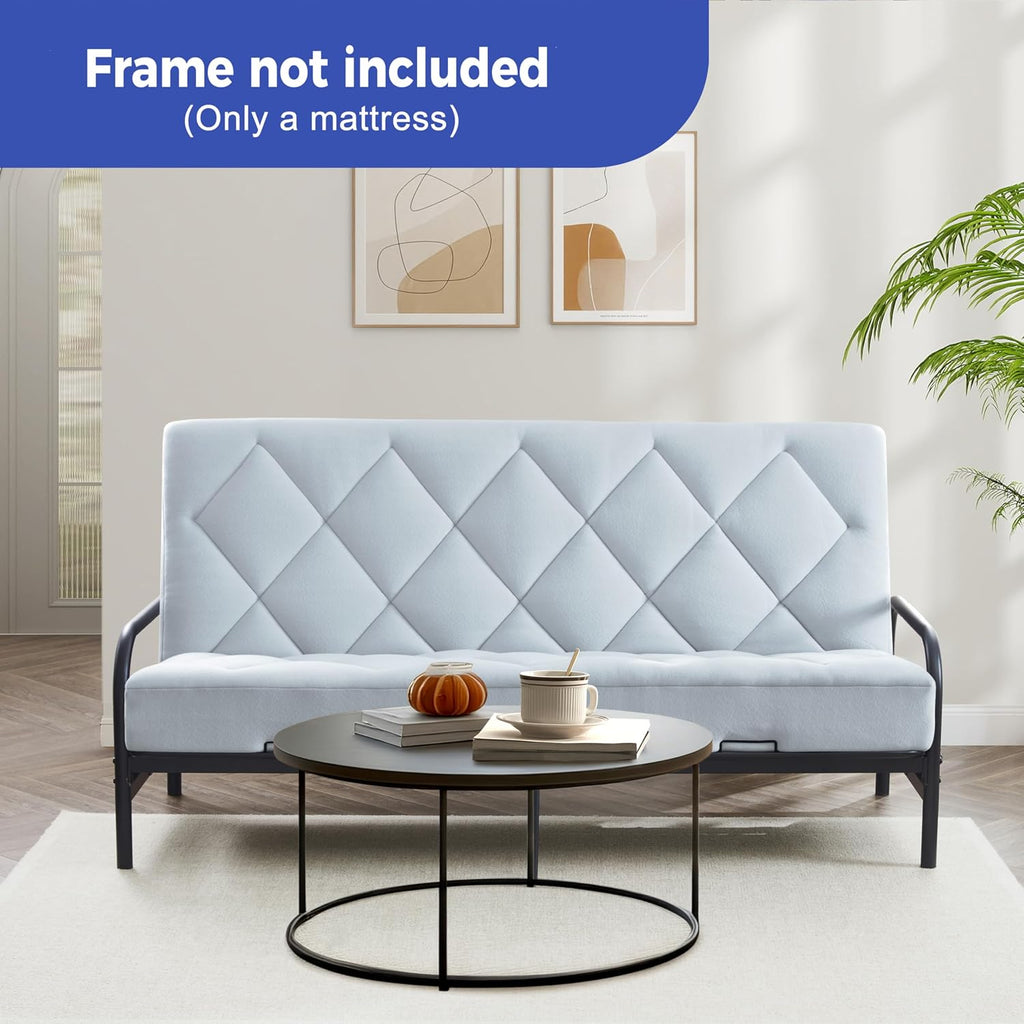 Jamdok 6' Full Size Futon Mattress Replacement(Frame Not Included),Removable Pillow Top Cover, Gel Memory Foam, (71X52X6 inches) (Light Gray)