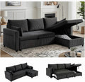 Queen Sleeper Sofa, Convertible Sofa Bed with Storage, 85 Inch Sectional Couch with Pull Out Bed, L Shaped 3 Seat Sectional Sleeper Sofa for Living Room, Apartment, Black