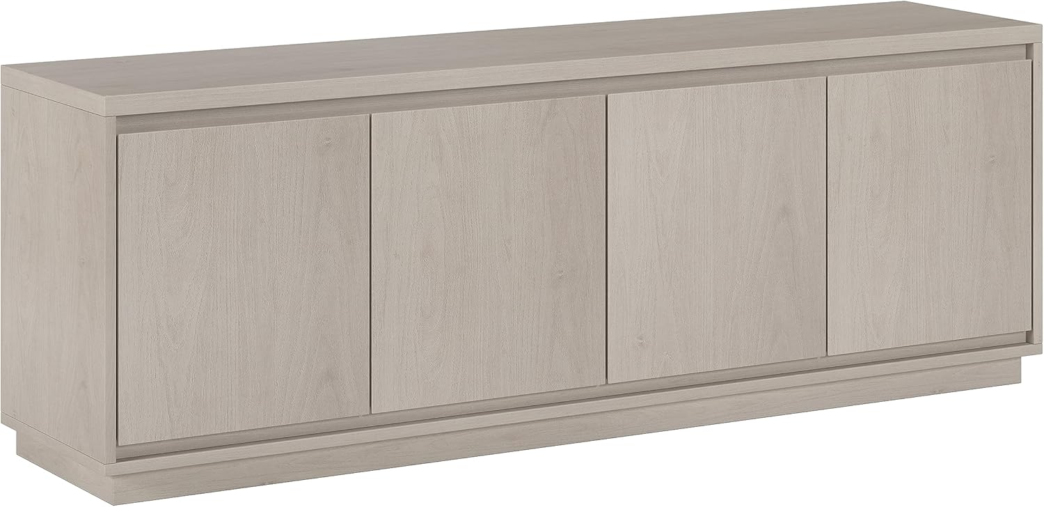 Henn&Hart TV Stand for TVs up to 75'' with 2 Concealed Storage Cabinets and Adjustable Shelves for Living Room, Family Room, or Office, Alder White