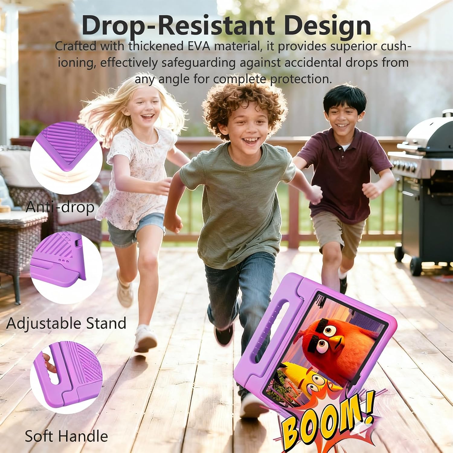 NRKDUBQ Kids Tablet 11 inch Android 15 20GB + 128GB Octa-Core 8000mAh Todder Tablet with Drop-Proof Case, Parental Control, WiFi 6 and Bluetooth, Purple