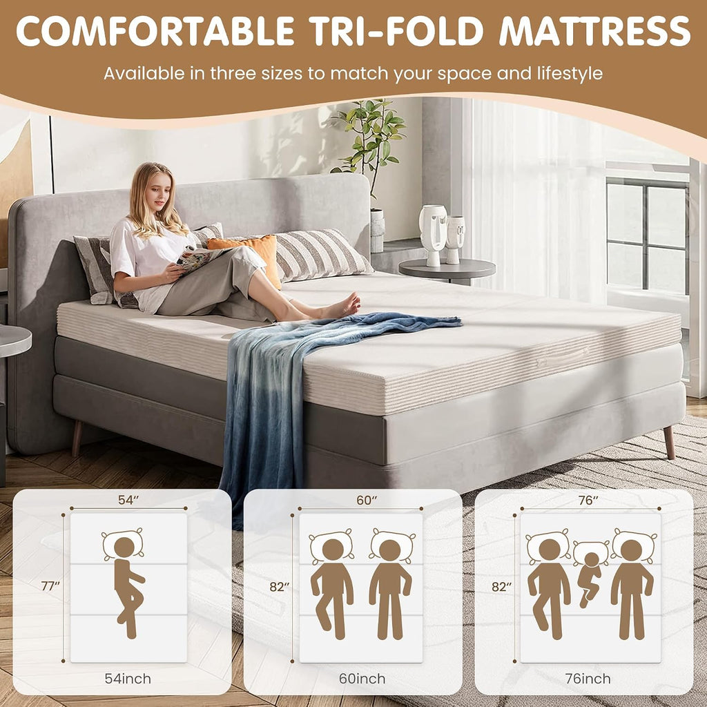 Convertible Sofa Bed King,5-in-1 Folding Boneless Couch Corduroy Futon Sofa Bed,Tri-Fold Mattress with Removable Armrests & Handle,Sleeper with Pull Out Bed for Small Space Living Room Bedroom