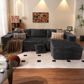 ovios 104' Cloud Boneless Couch with L-Shape Chaise,Modern Sectional Modular Sofa with Deep Seat, Upholstered Couches for Living Room Bedroom,No Assembly Required, Grey (Plush Corduroy Fabric)