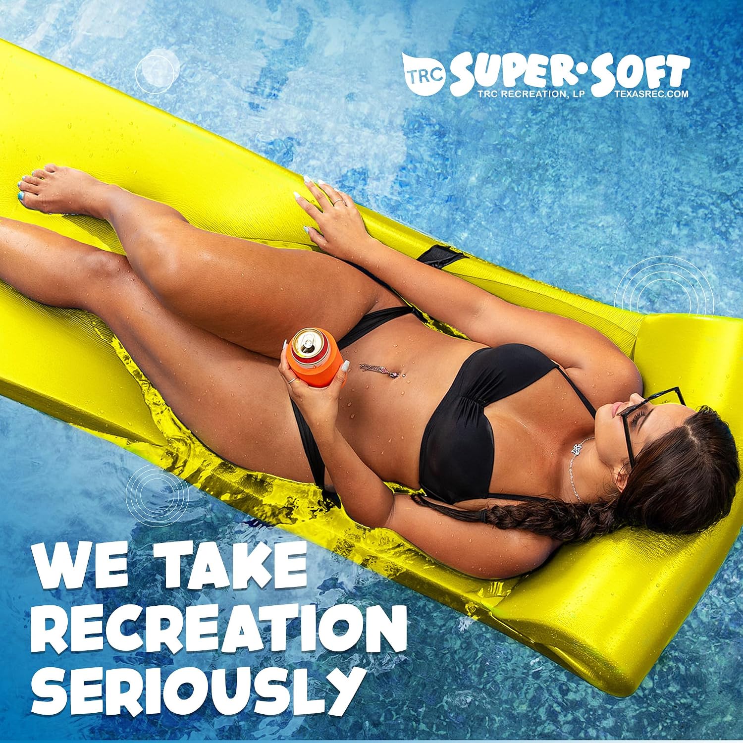 TRC Recreation Sunsation Thick Foam Pool Float Lounger w/Headrest for Lounging & Sunbathing in Swimming Pools, Beaches & Lakes