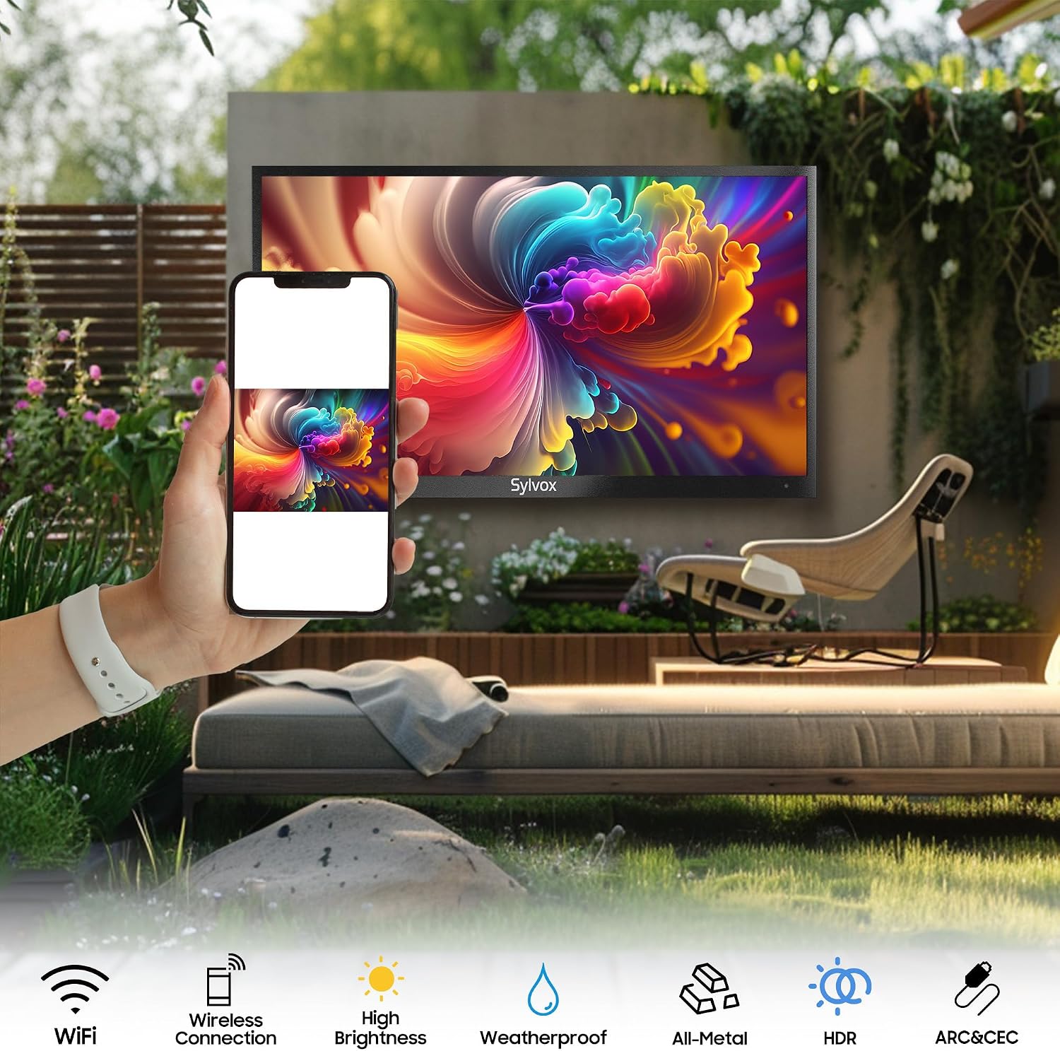 SYLVOX New 55' Outdoor Smart TV, Superior Waterproof Performance, Upgraded Matte Finish for Enhanced Anti-Glare Effect, Full Metal, with Dolby Atmos, 2000nits, Full Sun Pool Pro 3.0+ Series