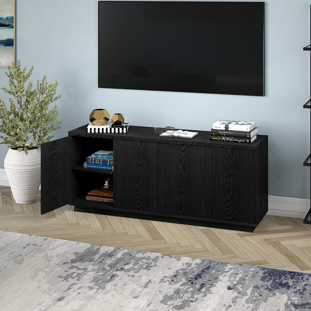 Henn&Hart Hanson, 57' Rectangular TV Stand, Black Grain