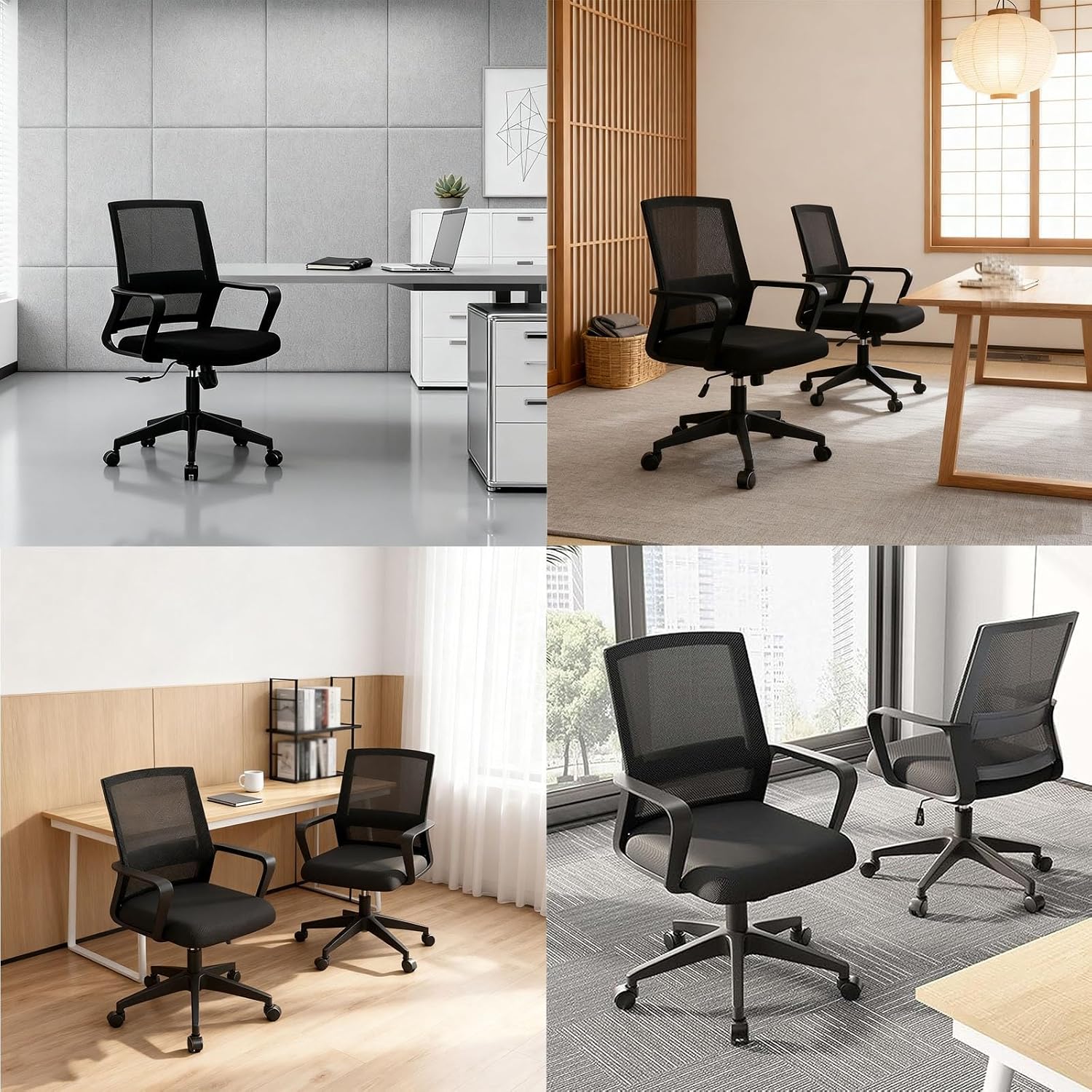 Home Mesh Desk Chair Set of 2,Mid-Back Mesh Computer Chair, Ergonomic Desk Chair, Lumbar Support Comfortable Executive,with Wheels 360 Swivel Task Chair for Office Home and Gaming