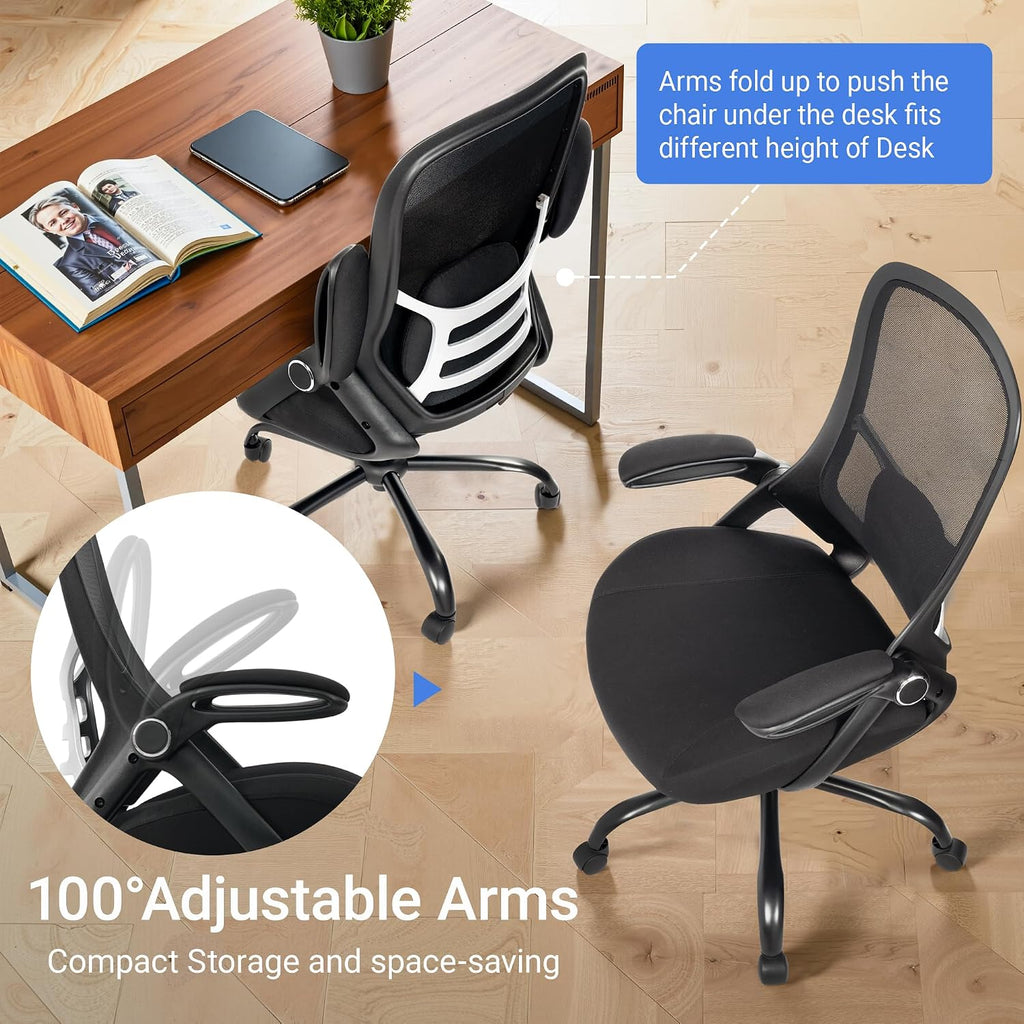 HYLONE Big and Tall 400lbs Heavy Duty Office Chair, 5' Thickened Seat Ergonomic Desk Chair with Adjustable Armrests, Home Office Computer Chairs for Long Hours Mesh Executive Chair(Black)