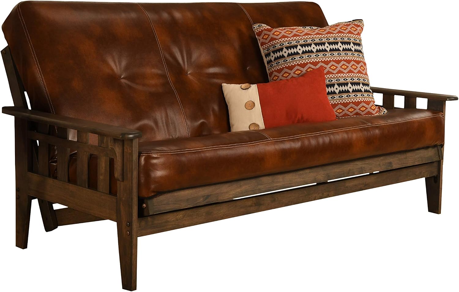 Kodiak Furniture Tucson Full Futon Set in Rustic Walnut Finish, Oregon Trail Saddle
