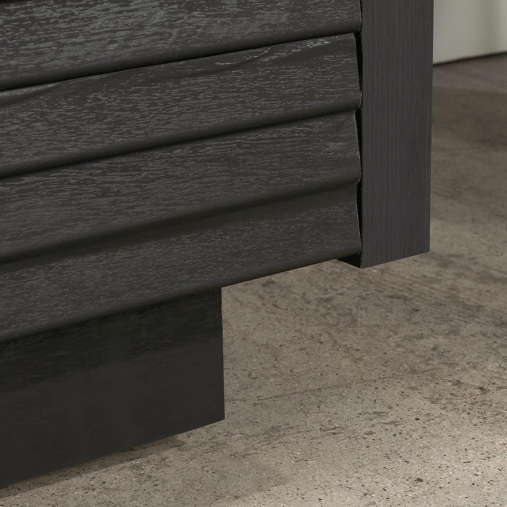 Sauder Harvey Park Modern TV Stand Media Console Credenza with Drawers and Storage Shelves, in Raven Oak
