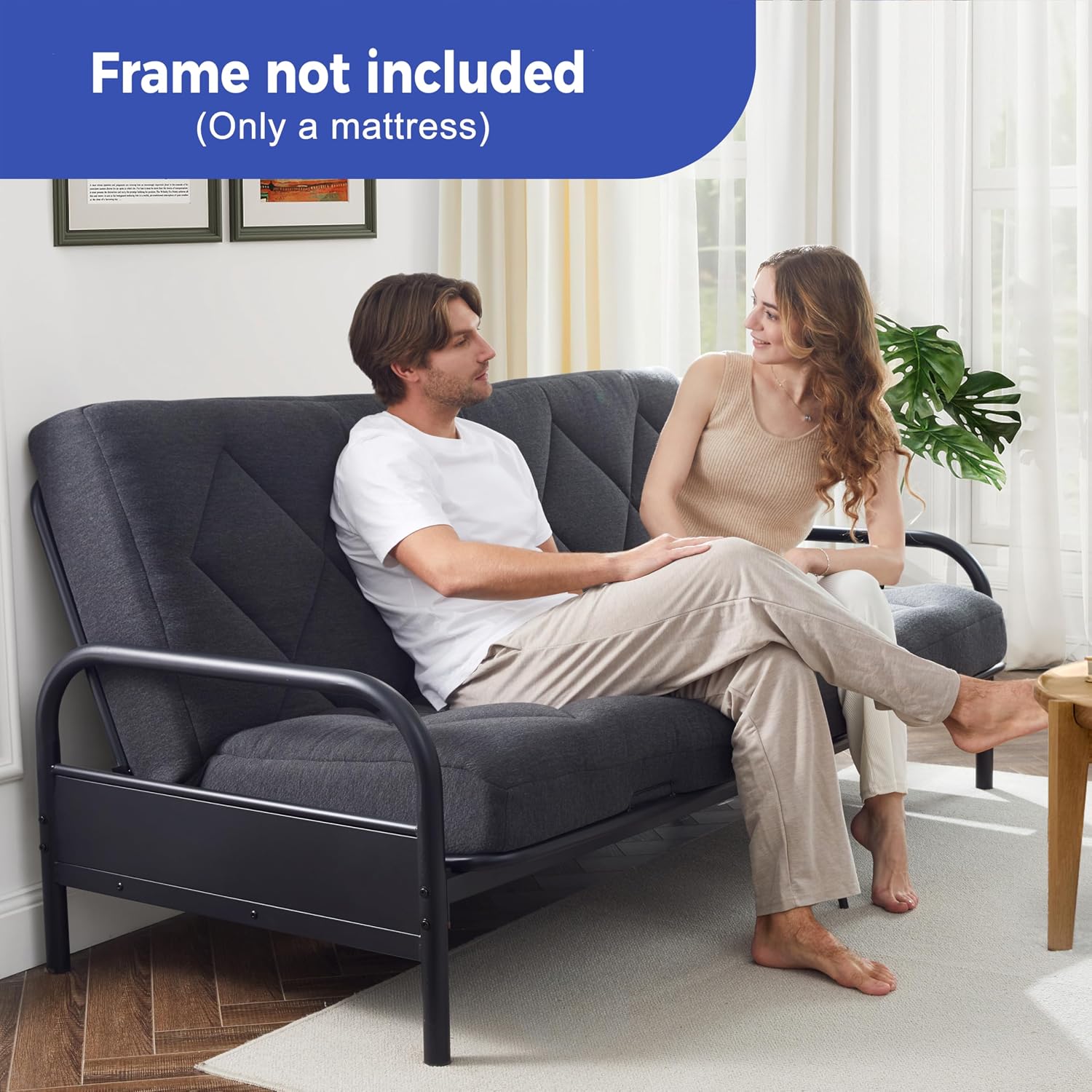 Jamdok 6' Full Size Pillow Top Futon Mattress Replacement(Frame Not Included), Gel Memory Foam, Removable Cover(71X52X6)