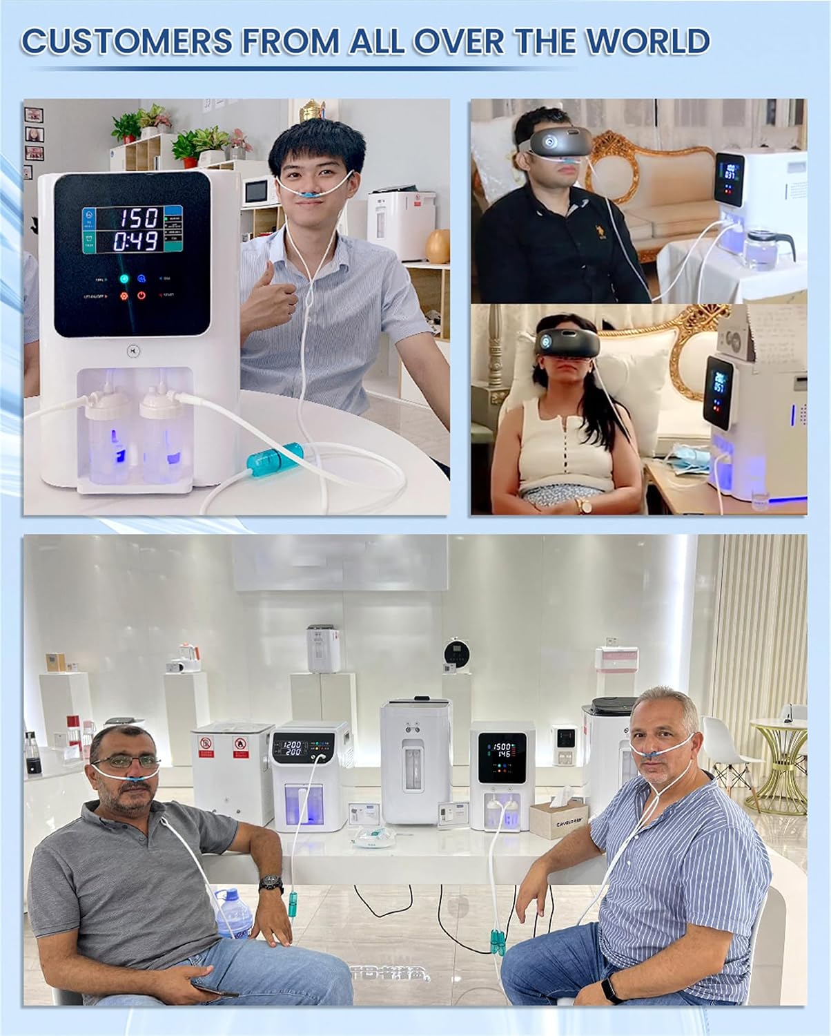 Molecular Hydrogen Inhalation Machine 99.99% High Purity Home Usage Brown Gas Generator SPE PEM Technology, 8 Hours Timer 1500ml/min