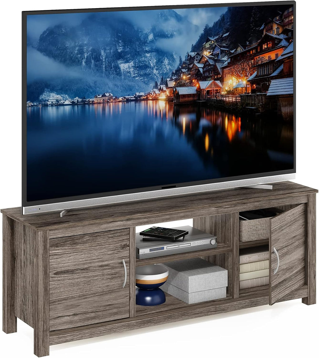 Furinno Classic Stand with Storage for TV up to 65 Inch, Rustic Oak, Large