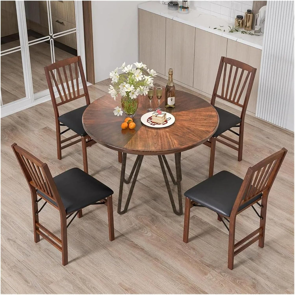 Dining Chairs Outdoor 1pcs Foldable Kitchen Dining Chairs with Padded Seat Solid Wood Frame Max Load 400Lbs