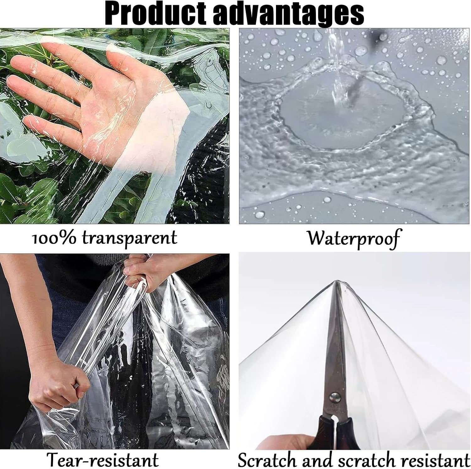 Outdoor Tarp Curtains with Zipper Door,Outdoor Clear Waterproof Tarpaulin Curtains,Waterproof Clear Tarp Curtains,PVC Plastic Tarpaulin with Zipper,for Pergola Gazebo(3x3m/9.84x9.84ft)