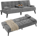 JAMFLY Sofa Bed Futon Couches, Modern Convertible Folding Loveseat Ideal for Small Spaces, Drak Grey Velvet