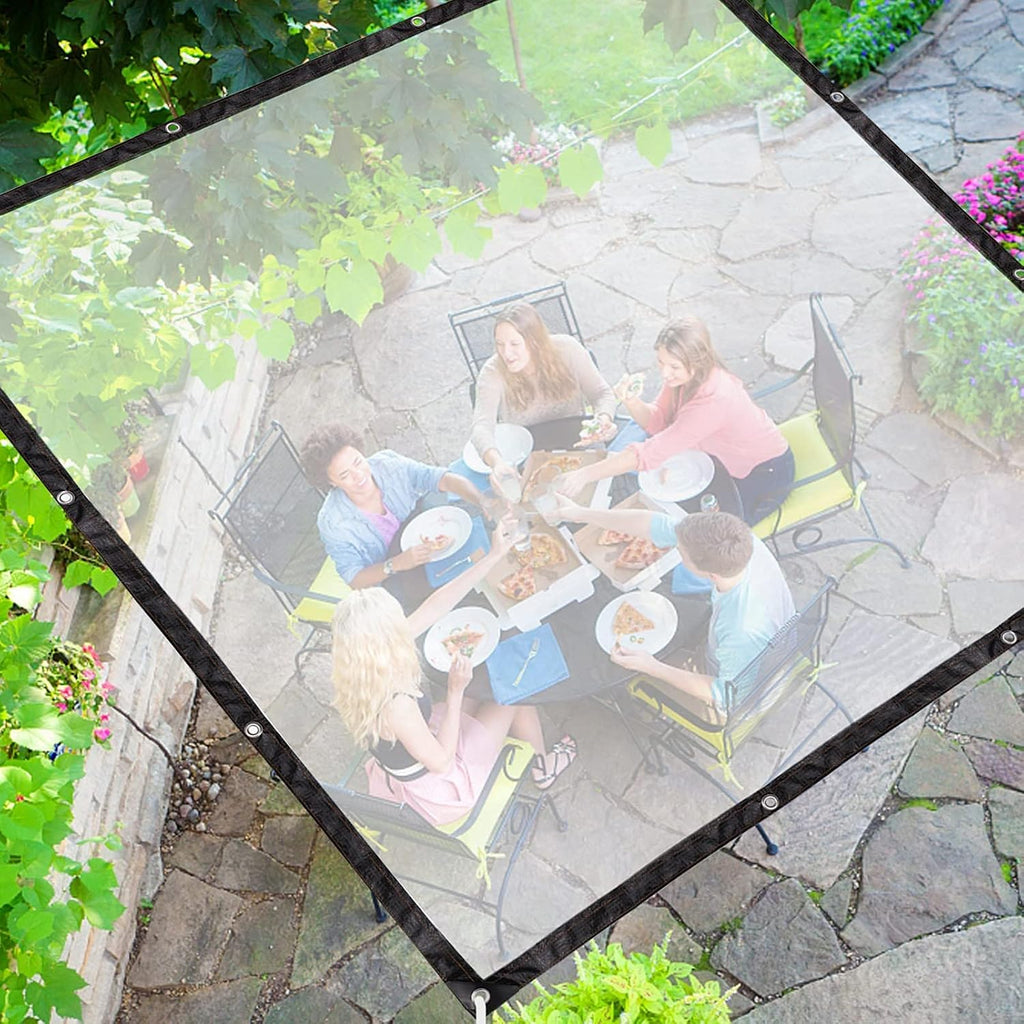 Transparent Tarpaulin with Eyelet, Clear Waterproof Side Panels with Grommets, Outdoor Transparent Tarpaulin Curtain for Patio, Pergola, Porch, Gazebos, Plant Size : 14x20ft(4.3x6.1m)