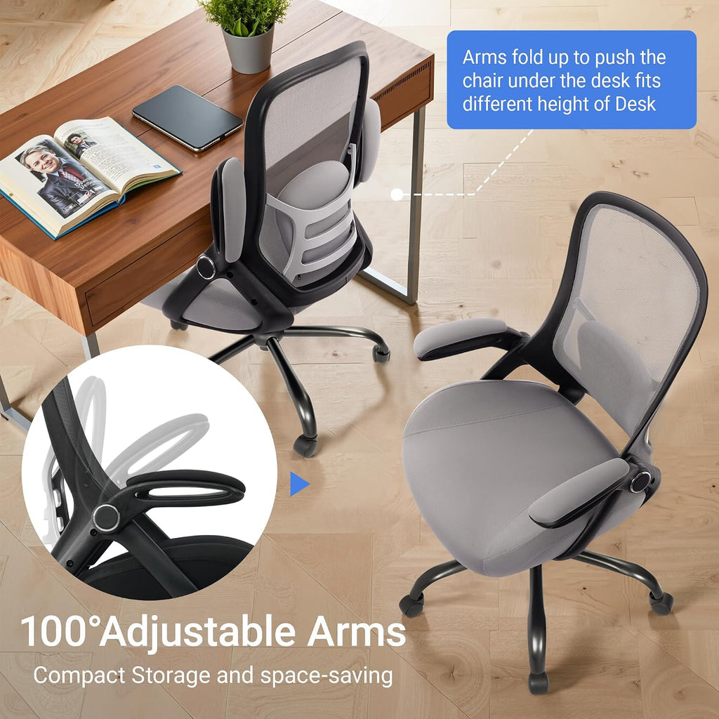 HYLONE 400lbs Heavy Duty Office Chair, 5' Thickened Seat Ergonomic Desk Chair with Adjustable Armrests, Home Office Computer Chairs for Long Hours Mesh Executive Chair(Dark Grey)