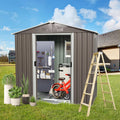 89in x 47in Heavy-Duty Outdoor Metal Storage Shed with Floor Foundation & Window - Galvanized Steel Tool Shed, Tiny Home Backyard Solution w/Lock, Shelves & Anchors,Gray